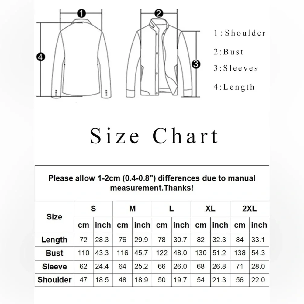 Jianyi Men's Winter Pea Coat Slim Fit Single Breasted Wool Jacket Size Large - Picture 10 of 10
